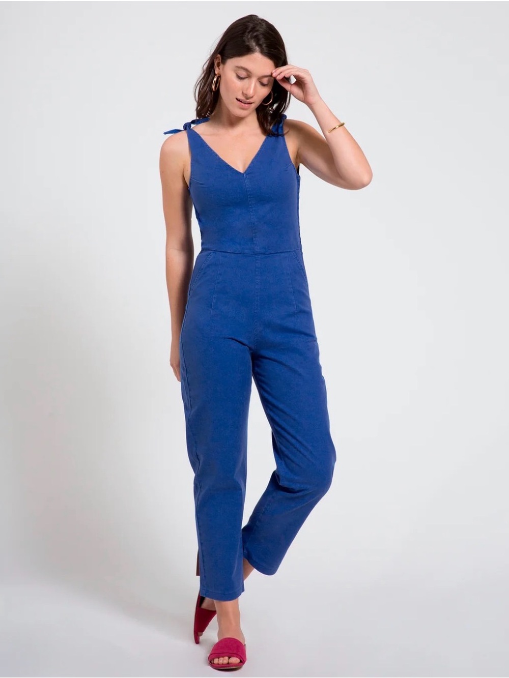 Loup Slate Tie Strap Jumpsuit in Royal Blue - Ethically Made in NYC
